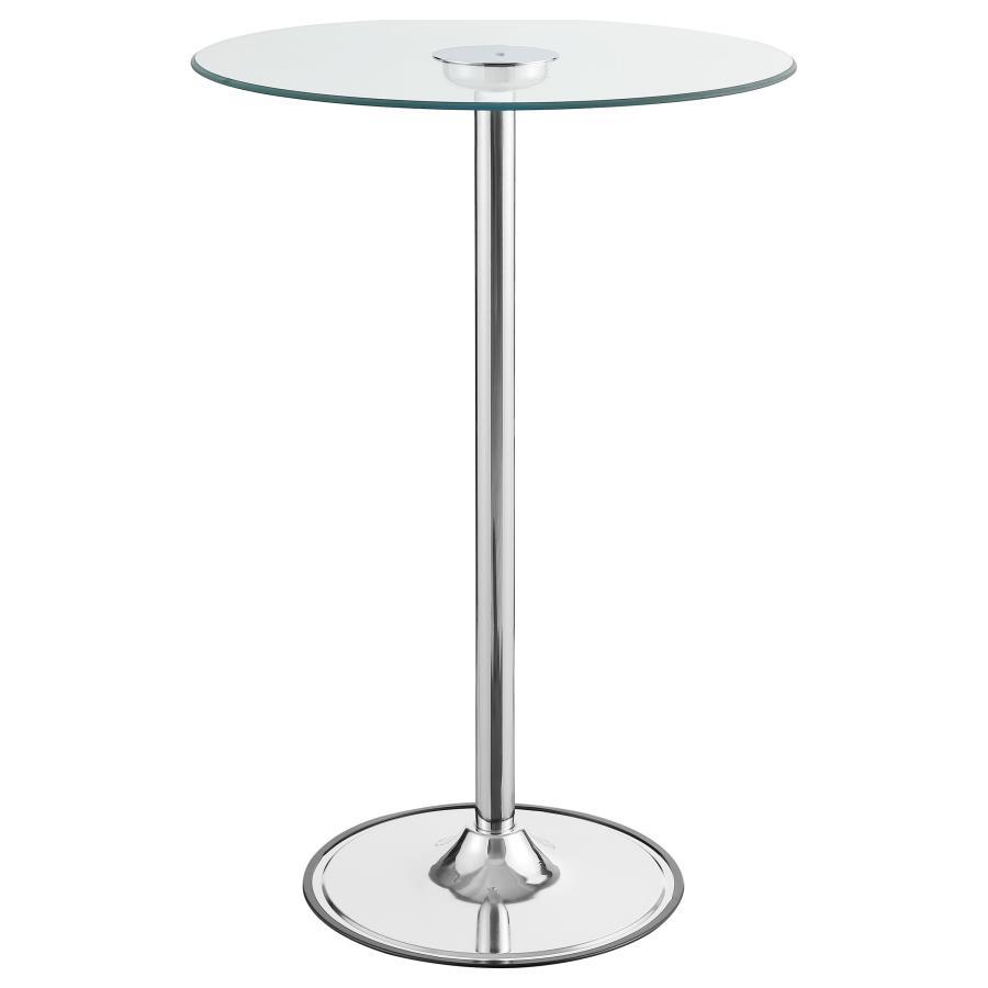 Thea - Round Glass Top LED Bistro Bar Table - Chrome CoasterEssence