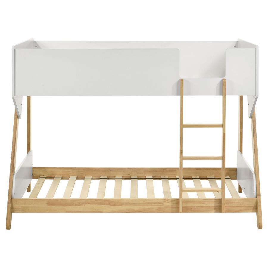 Wyatt - Wood Twin Over Twin Bunk Bed - White And Natural - Snoozhouse