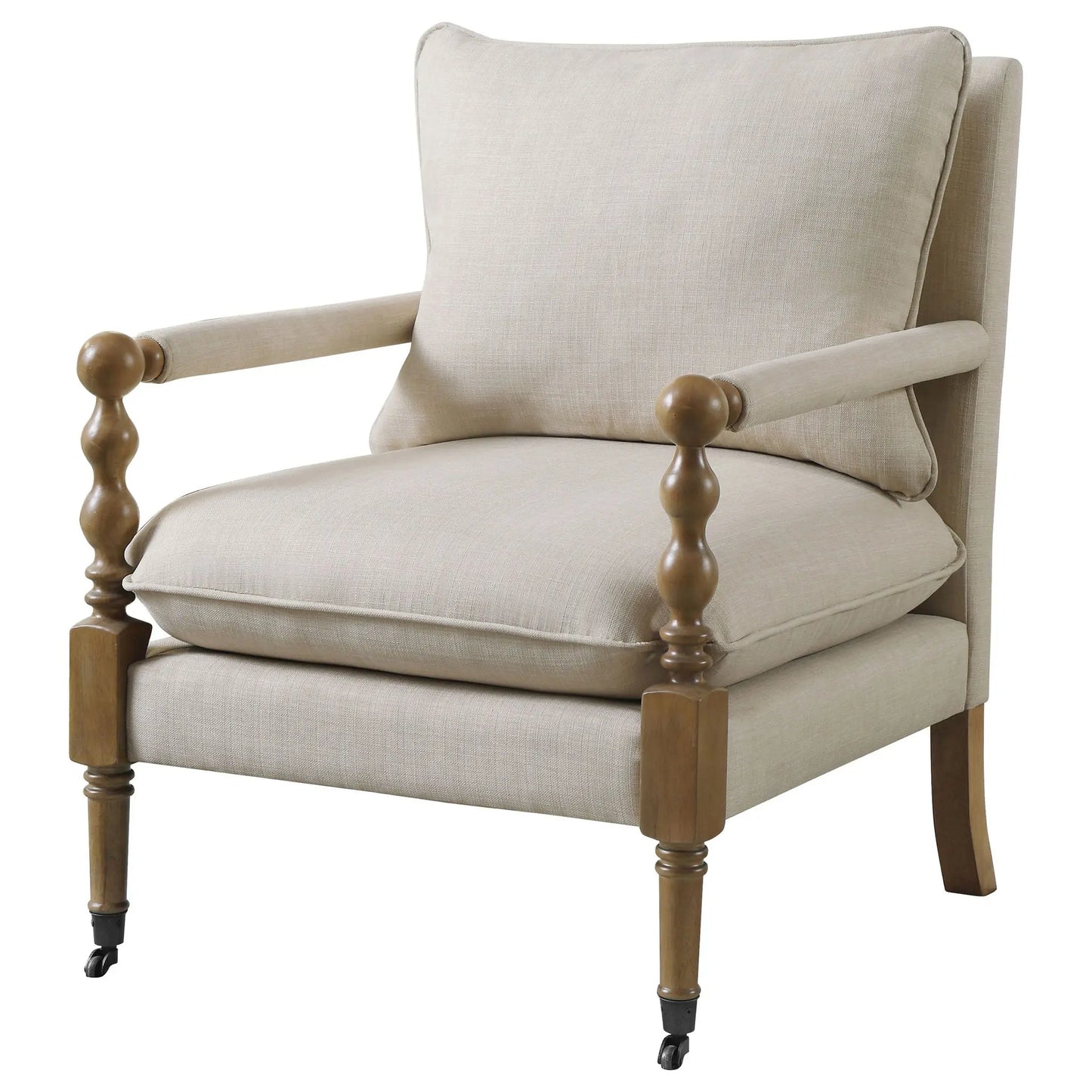 Accent Chair With Turned Legs - Beige Furniture Max