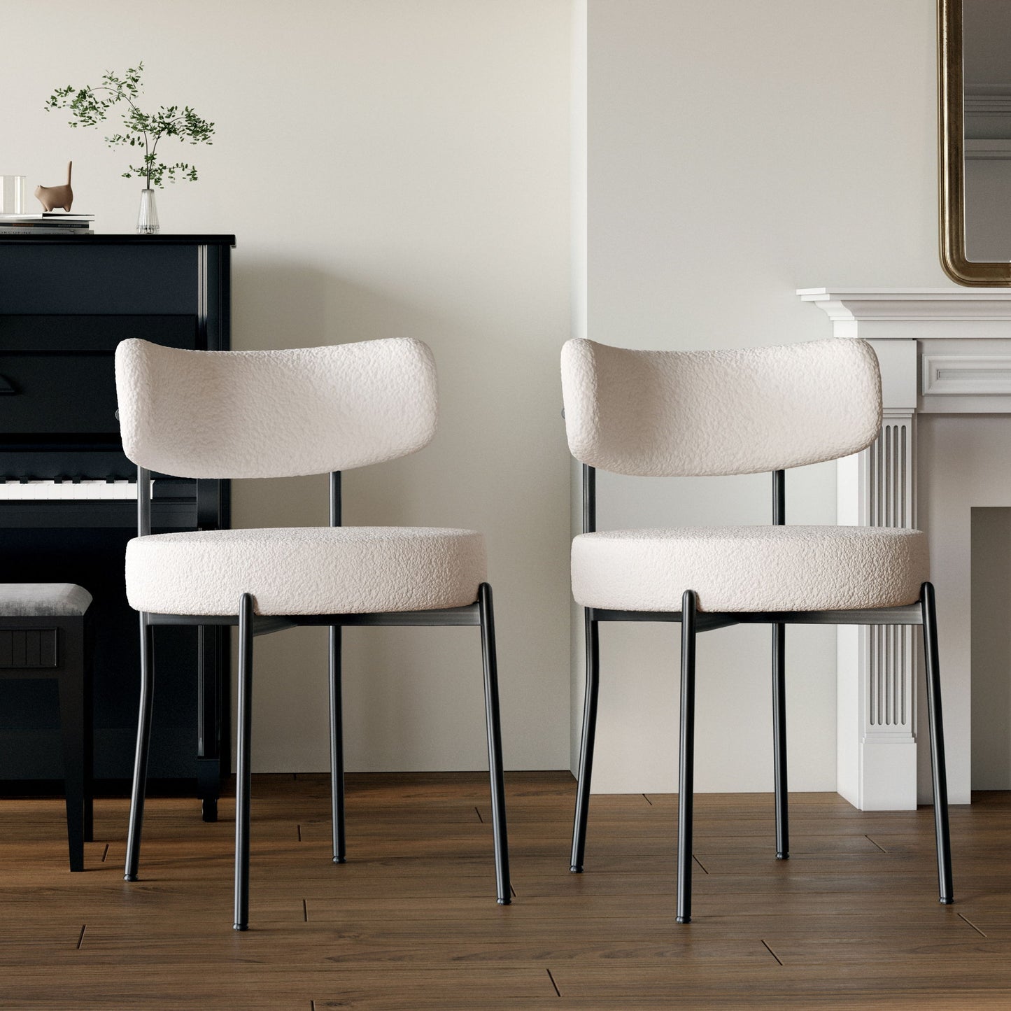 Mid-Century Modern Dining Chair With Curved Backrest Home Essentials