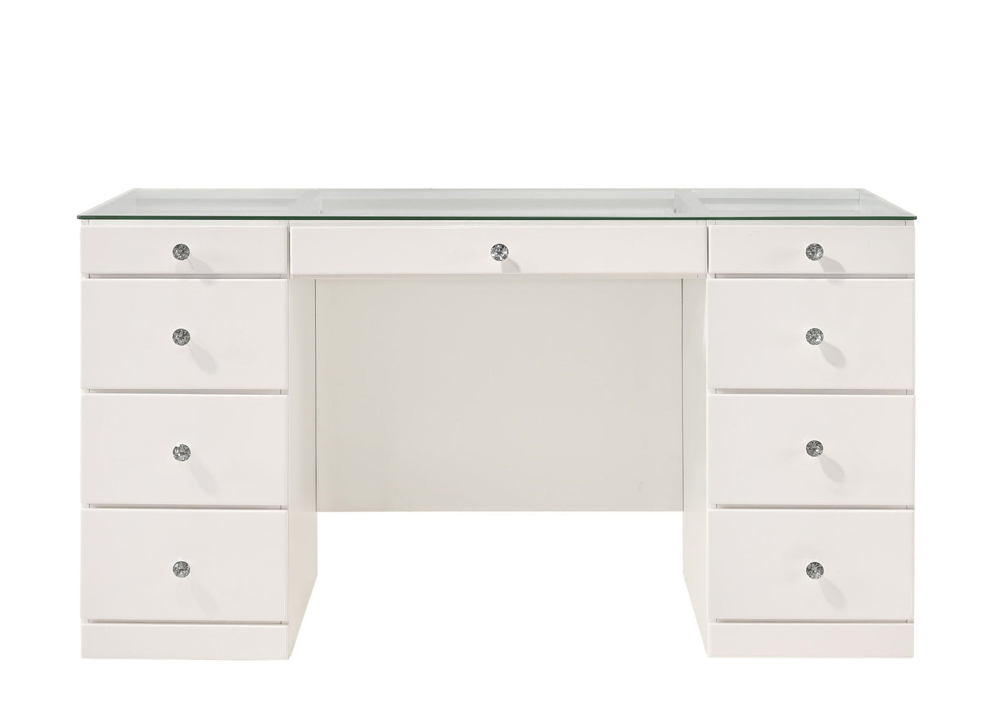 Avery - Vanity Desk With Glass Top Crown Mark
