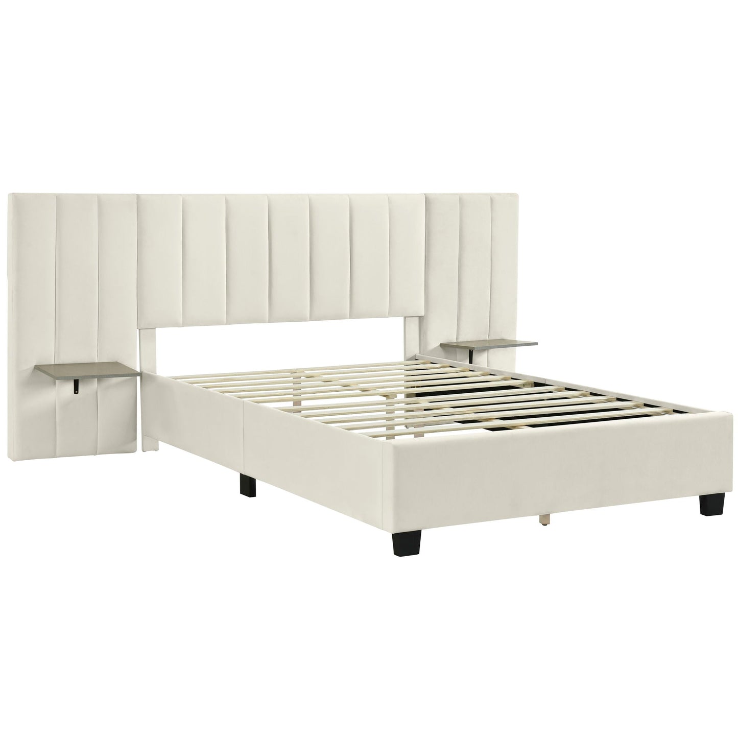 Upholstered Platform Bed With Big Headboard Halcyon Home