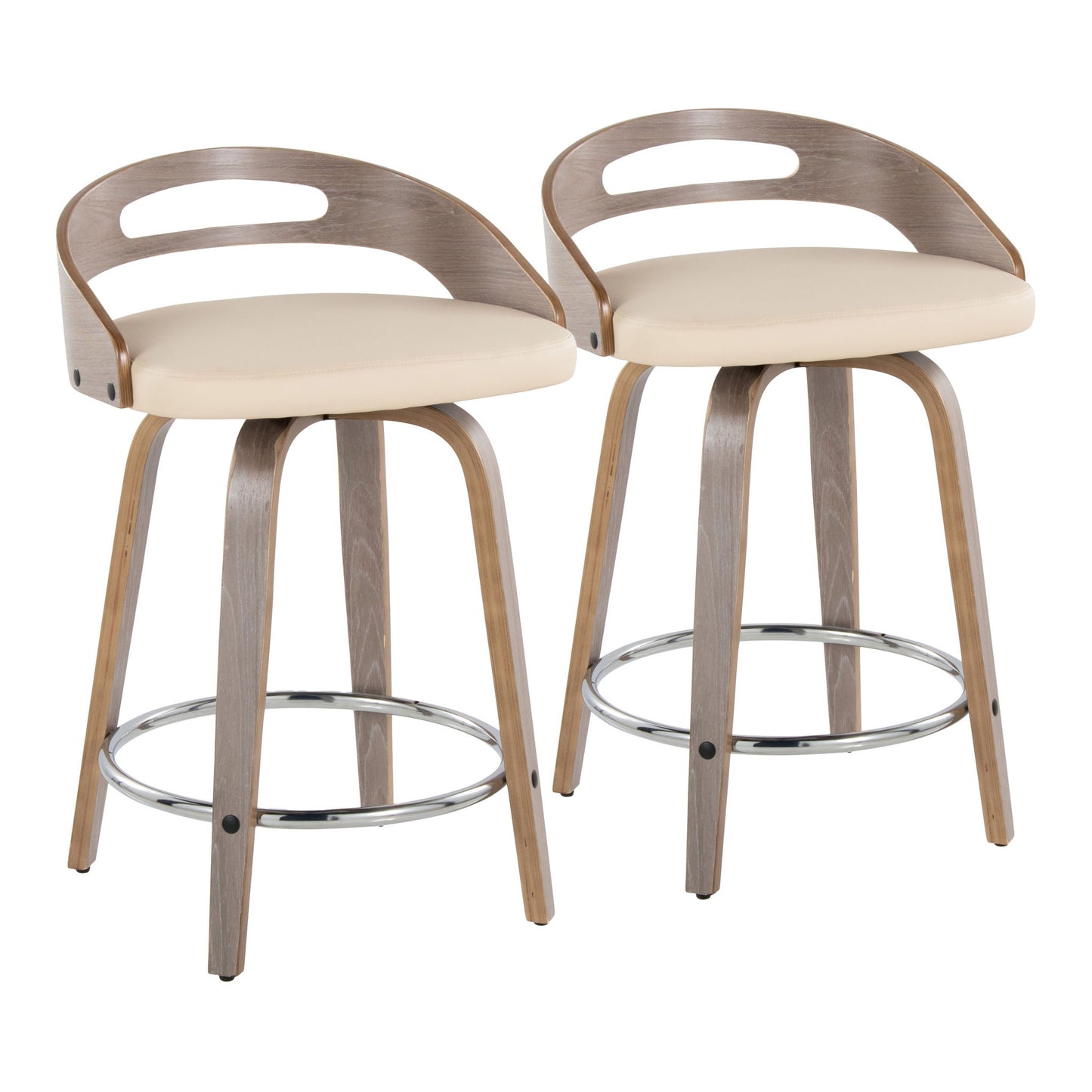 Cassis - Mid Century Modern Fixed Height Counter Stool With Swivel With Round Footrest (Set of 2) Lumi Source