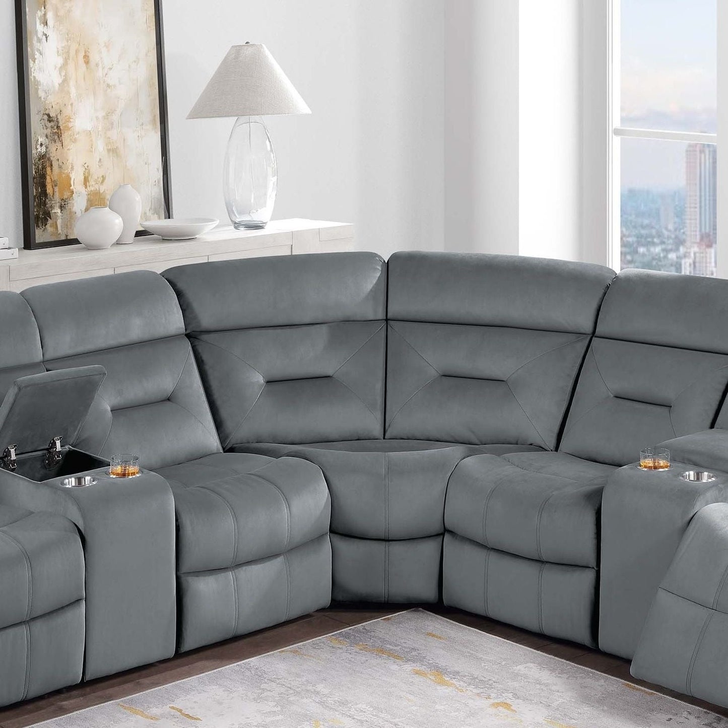 Power Reclining Sectional Set With Console Cup Holders Home Essentials