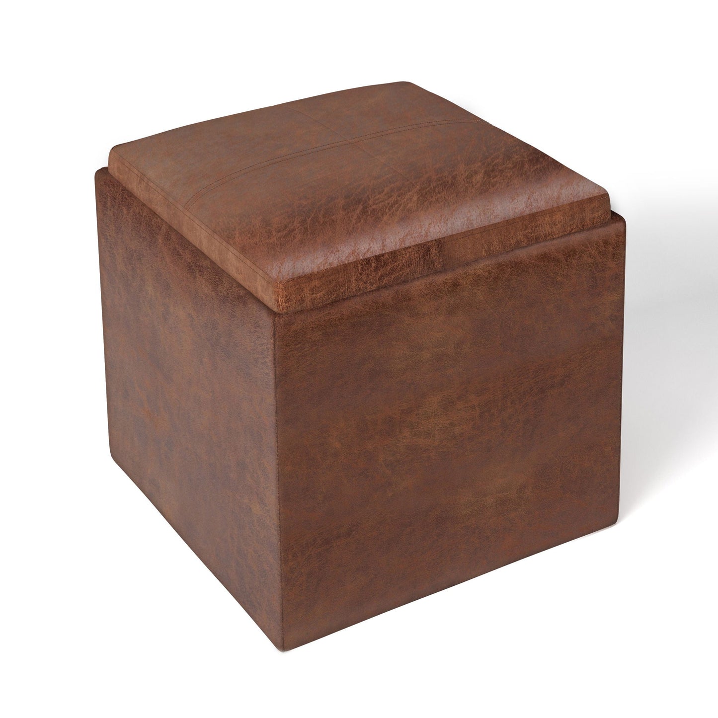 Rockwood - Upholstered Cube Storage Ottoman With Tray Simpli-Home