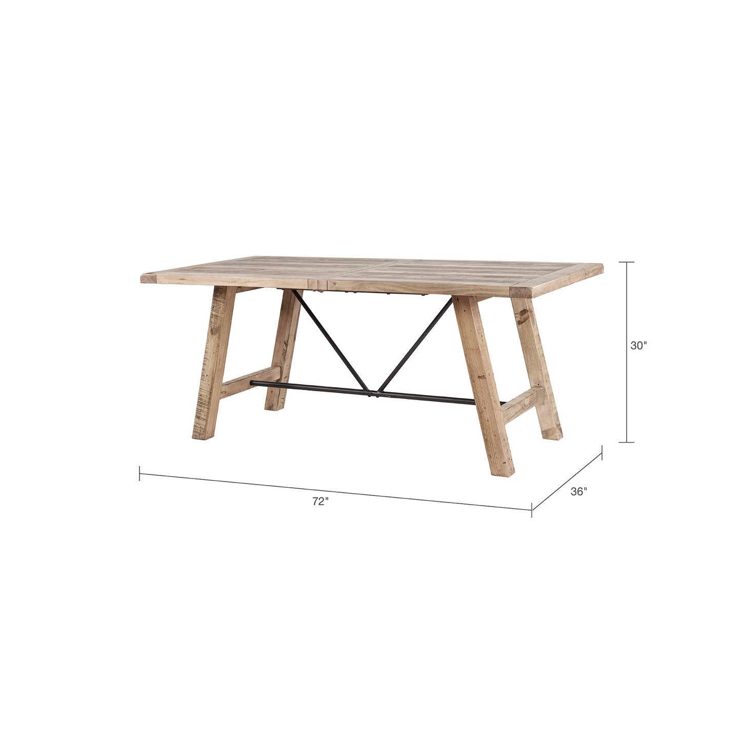 Rustic Dining Table With Metal Support - Natural JLA