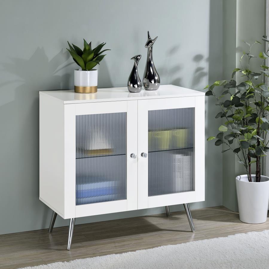 Nieta - 2 Door Engineered Wood Accent Cabinet - White High Gloss Coaster Fine Furniture
