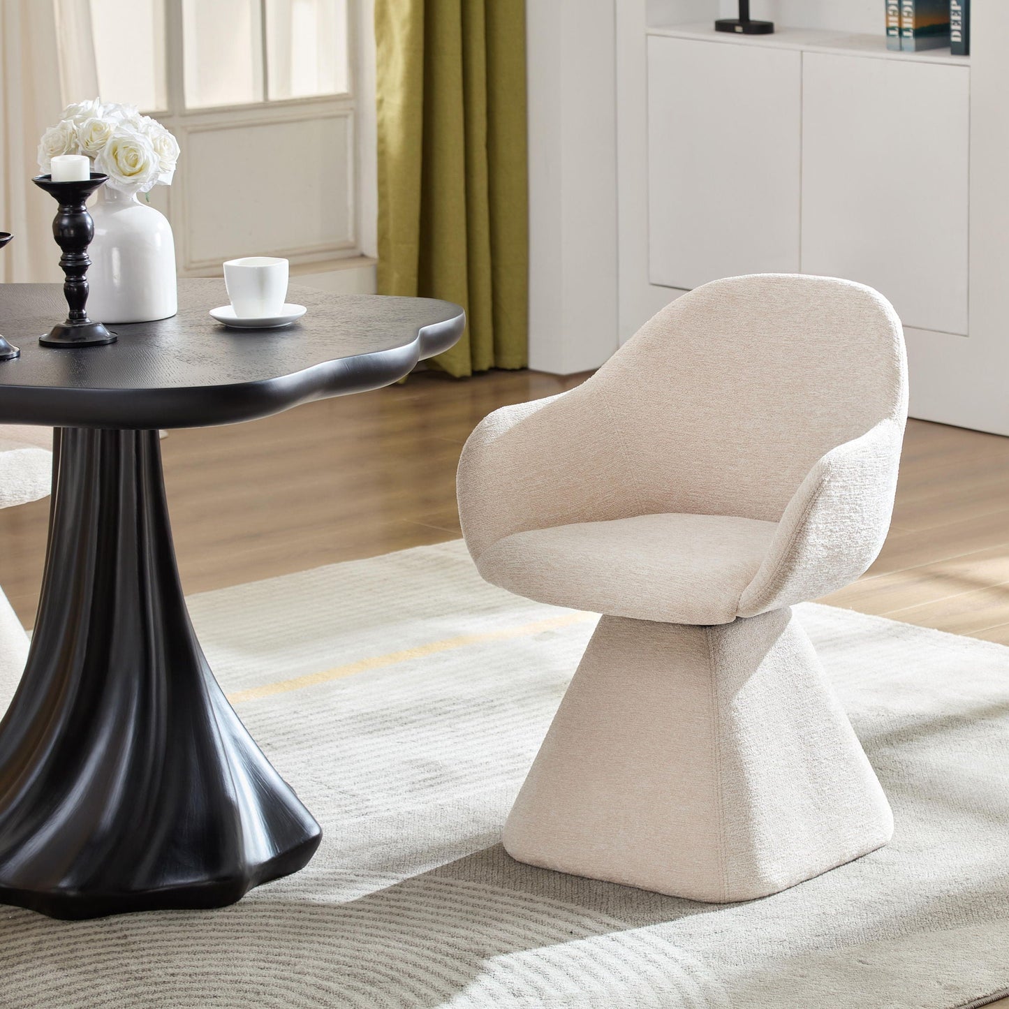 180° Rotating Accent Chair For Living Room - Beige Home Essentials