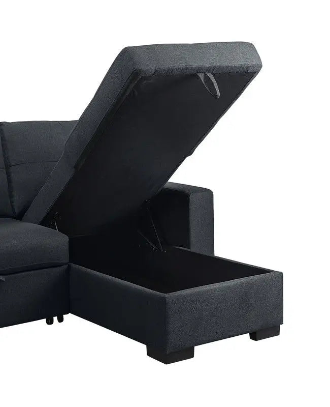 Lucas - Sleeper Sectional Sofa With Reversible Storage Chaise - Dark Gray Lilola Home