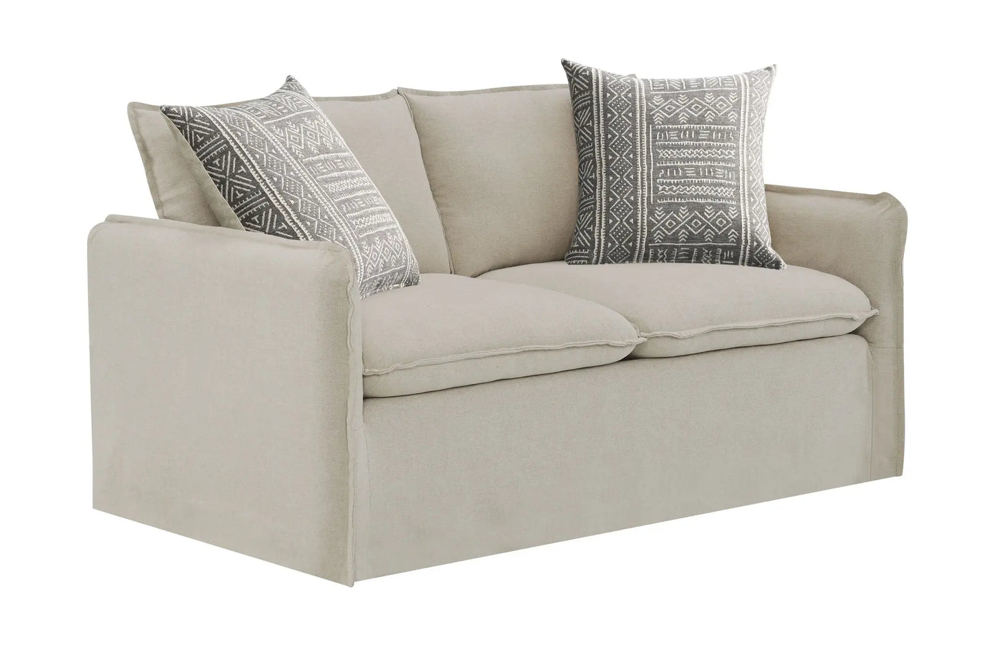 Upendo - Pattern Linen Sofa With 2 Toss Pillows - Beige Acme