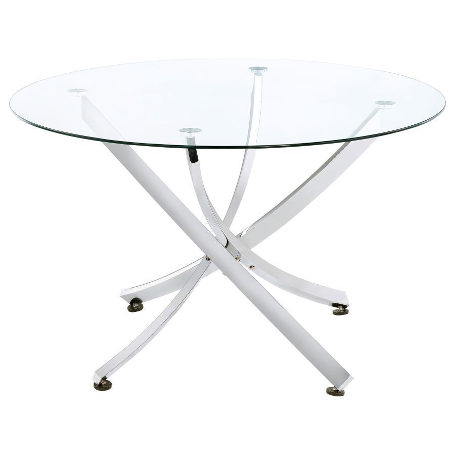 Beckham - Round Glass Top Dining Table CoasterEveryday