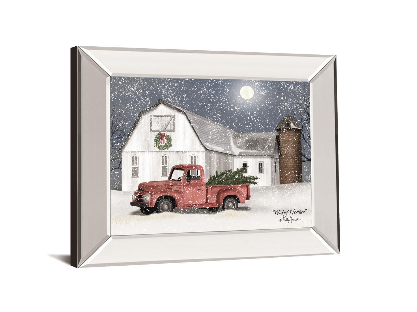 Wintry Weather By Billy Jacobs - Mirror Framed Print Wall Art - Blue Classy Living