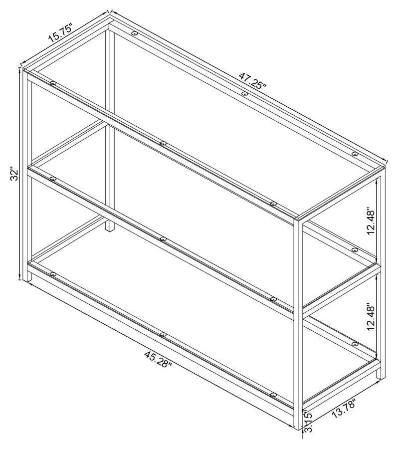 Trini - 2-Shelf Glass Top Entryway Console Table - Black Nickel CoasterEssence