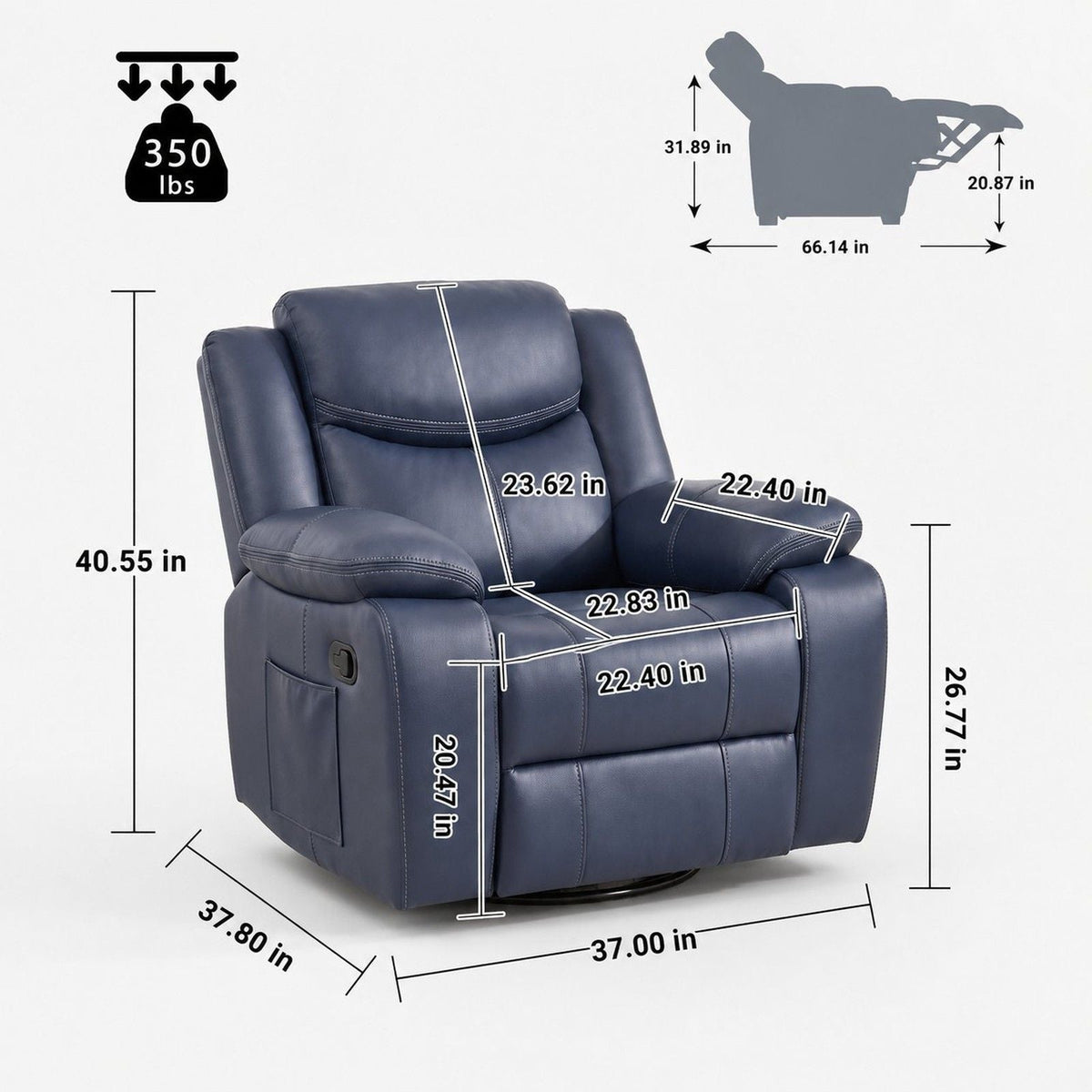 Rocker Recliner Chair With Manual Recline And 360° Swivel Base Home Essentials