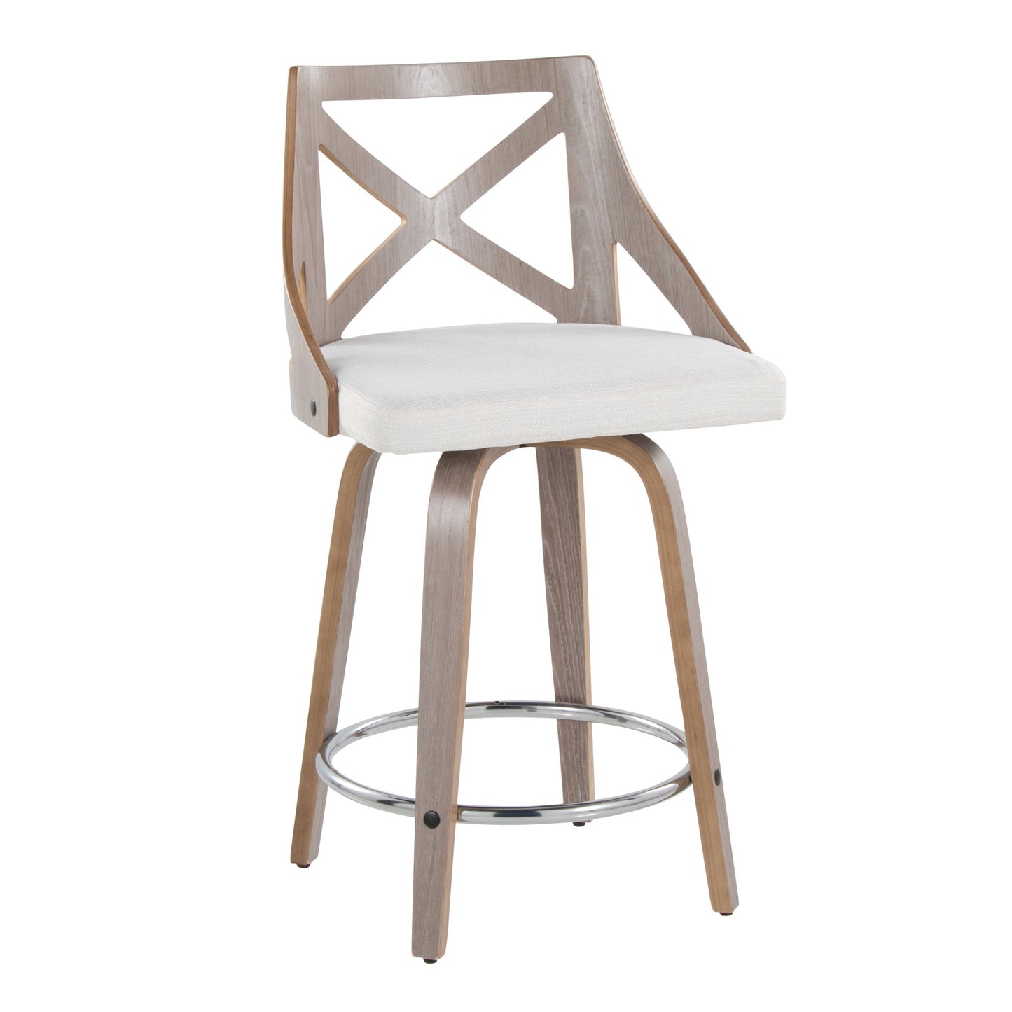 Charlotte - Farmhouse Fixed Height Counter Stool & Swivel With Round Footrest (Set of 2) Lumi Source