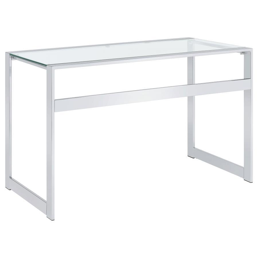 Hartford - Glass Top Writing Desk - Chrome CoasterEssence