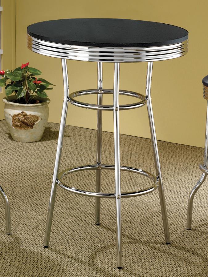 Retro - Round 30" 1950's Bistro Pub Height Bar Table CoasterEveryday