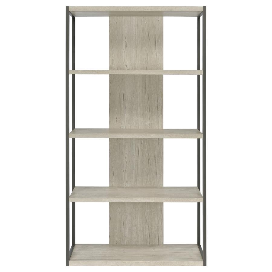 Loomis - 72" 4-Shelf Bookshelf - Whitewashed Gray CoasterEssence