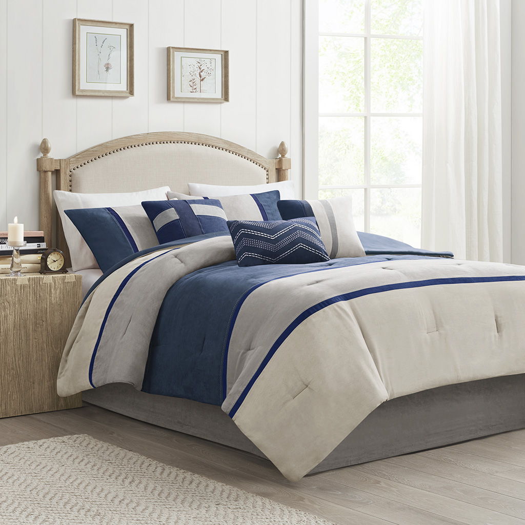 Palisades - California King 7 Piece Comforter Set - Blue Madison Park