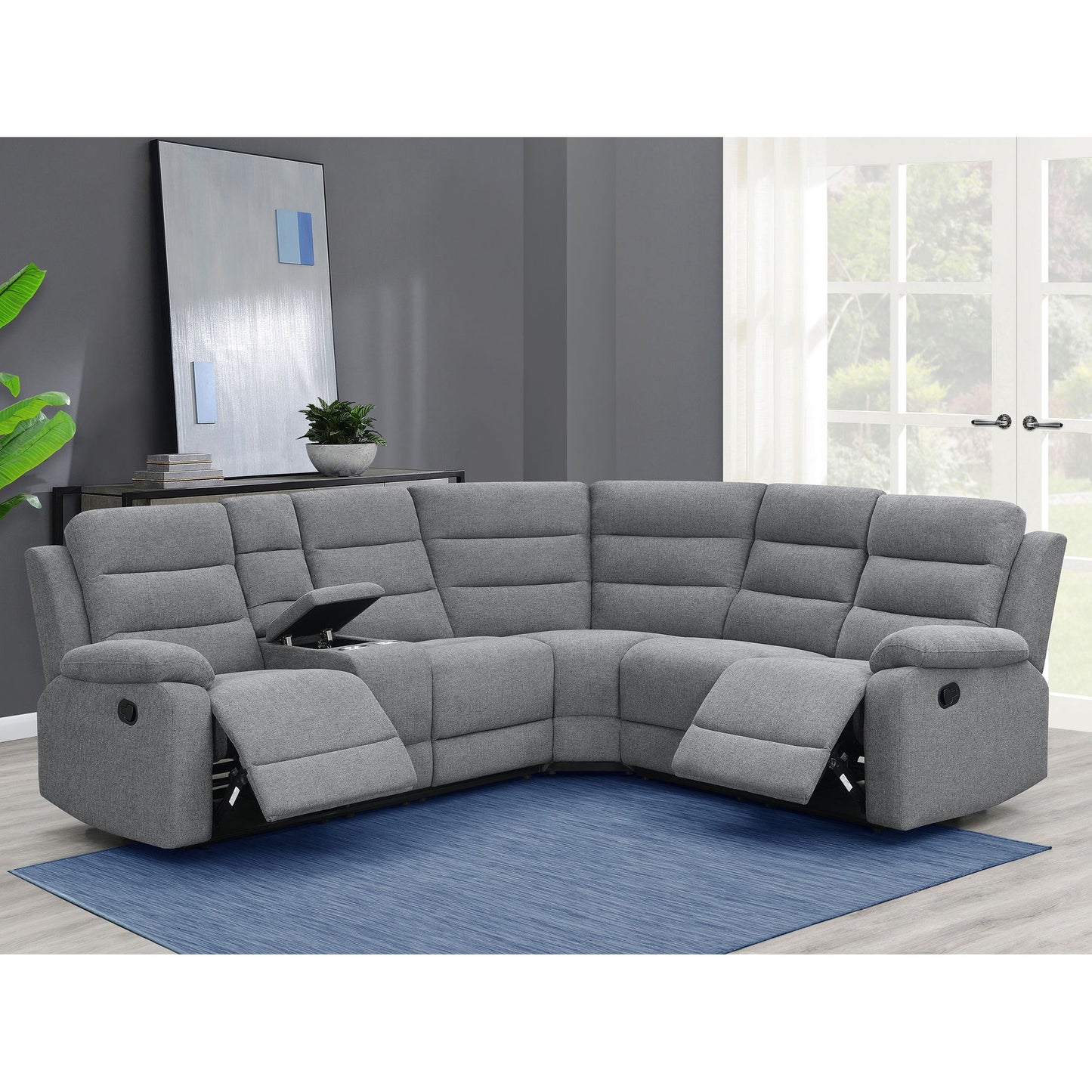 Aaron - 3 Piece Upholstered Sectional - Smoke Furniture Max