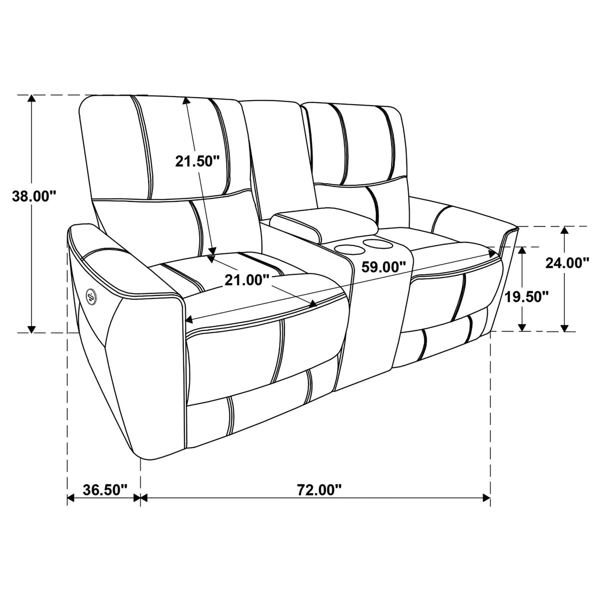 Denson - Power Reclining Loveseat With Console And USB Port Furniture Max