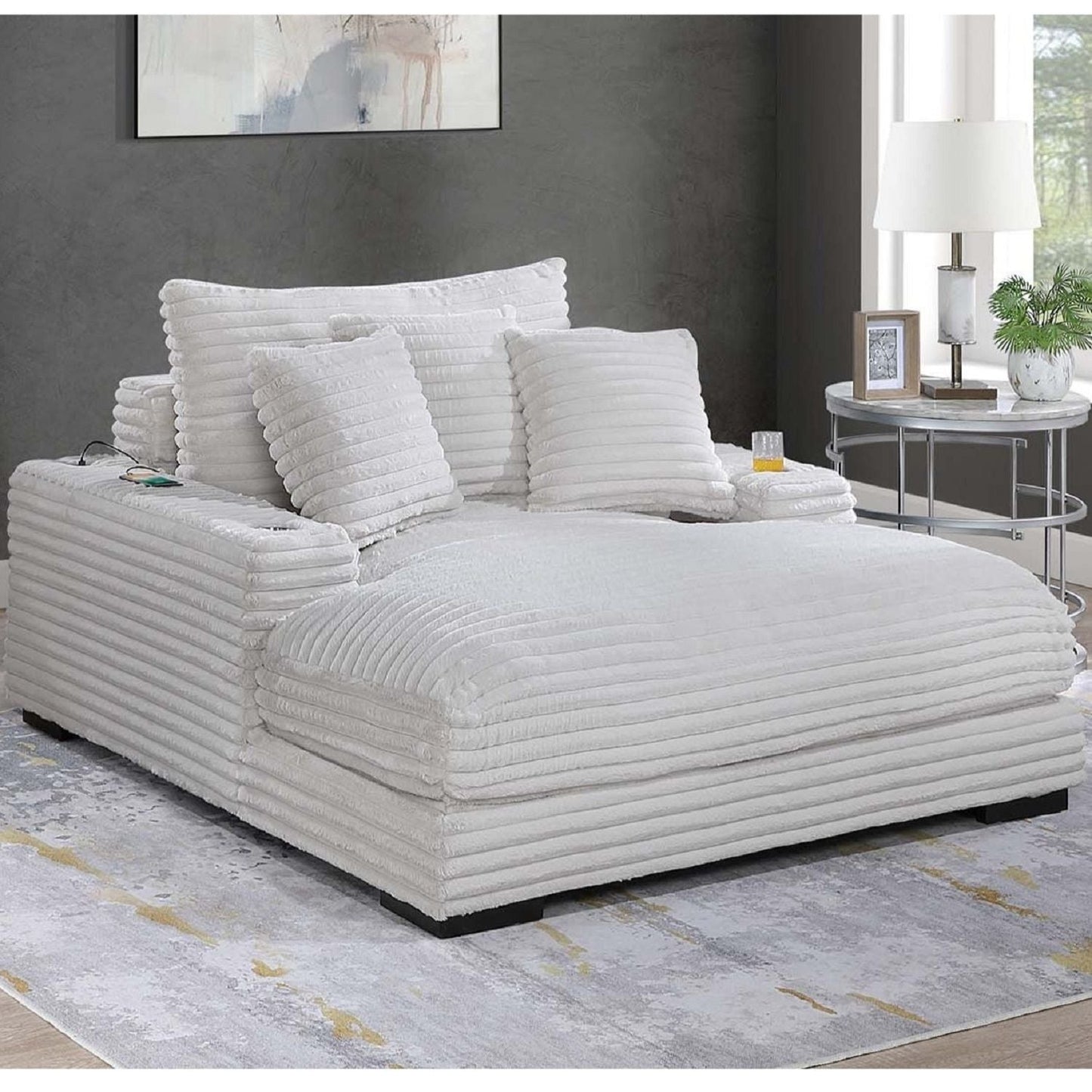 Chaise Lounge With 2 Cup Holders And USB Ports Home Essentials