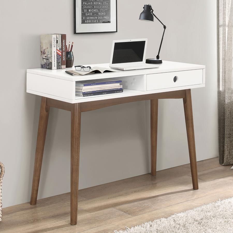 Bradenton - 1-Drawer Wood Writing Desk - White CoasterEveryday