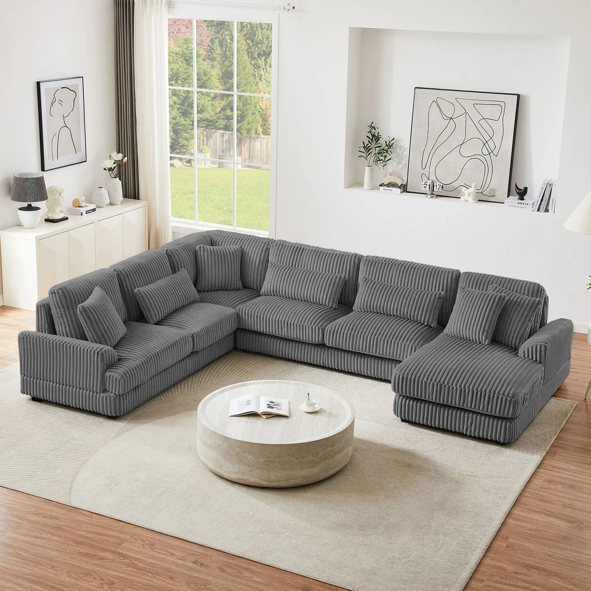 Oversized Sectional Sofa U - Shaped Sofa Couch Modern Sofa Upholstered In Soft With A Chaise Lounge For Living Room Hearth and Haven