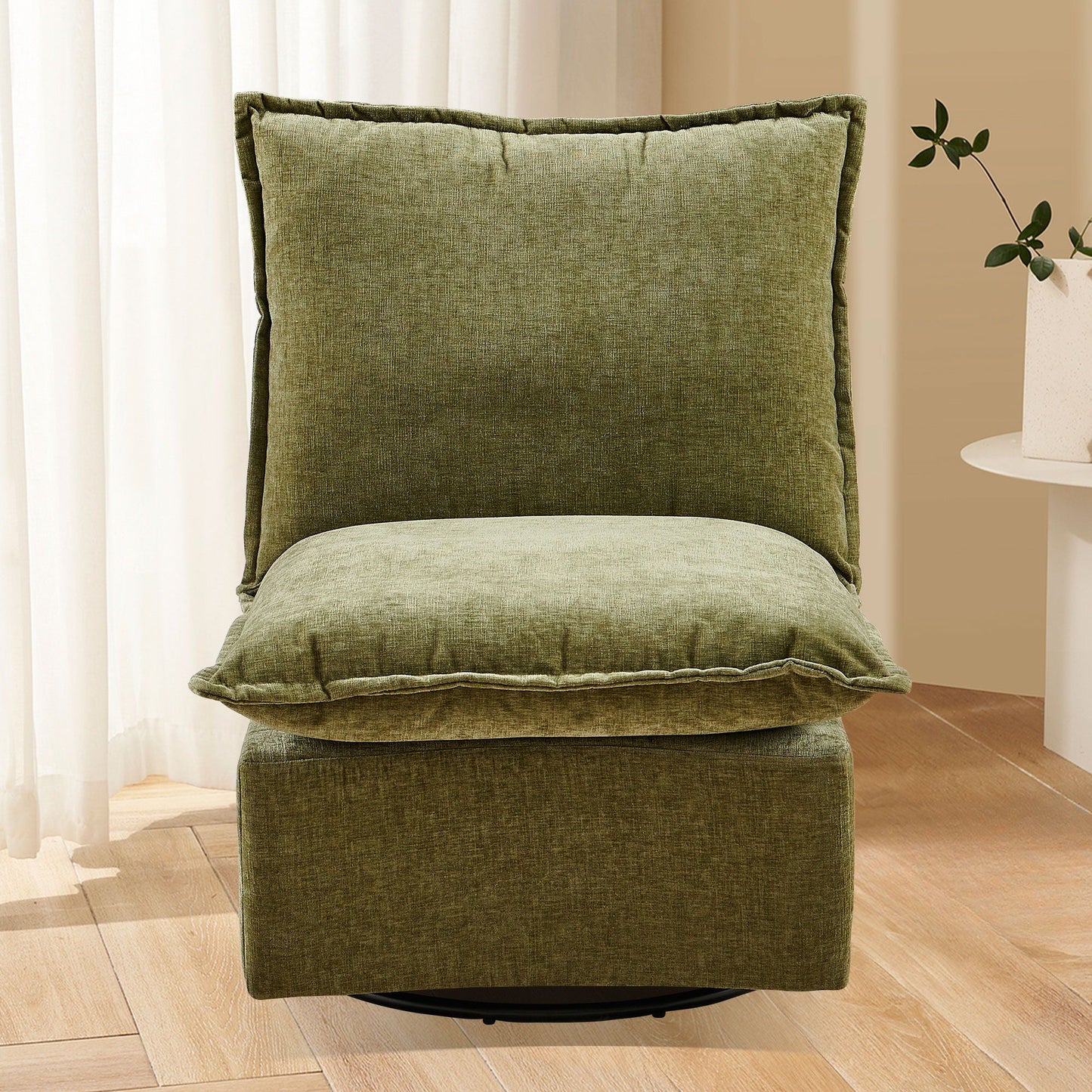 Detachable Chenille Single 360 Swivel Rocking Rocker, 360 Swivel Sofa Chair & Single Sofa Lounge, Comfortable Seating For Living Room & Bedroom Sofa 1 Piece Home Essentials