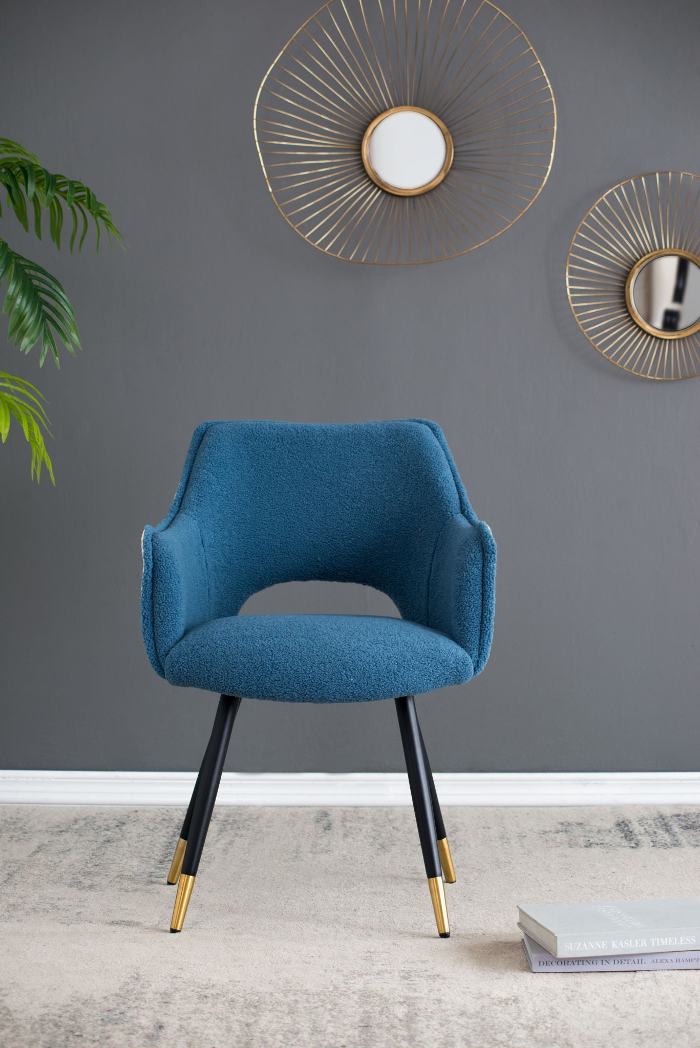 Side Chair, Living Room Bedroom Kitchen Vanity Accent Chair (Set of 2) - Blue Home Essentials