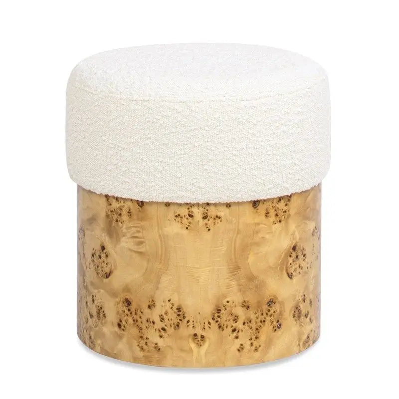 Nebula - Round Upholstered Ottoman - White Jennifer Taylor Home