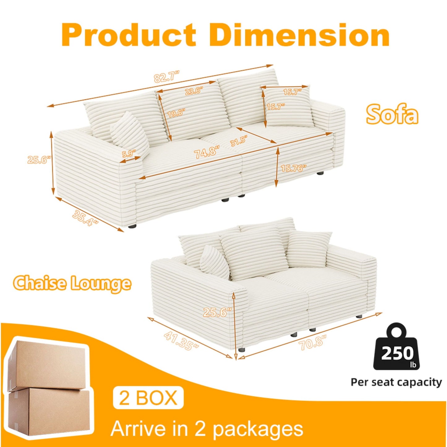 4 Seat Sofa, Modern Comfy Upholstered Sofa Cloud Couch, Deep Seat Couches With Soft Pillows Home Essentials