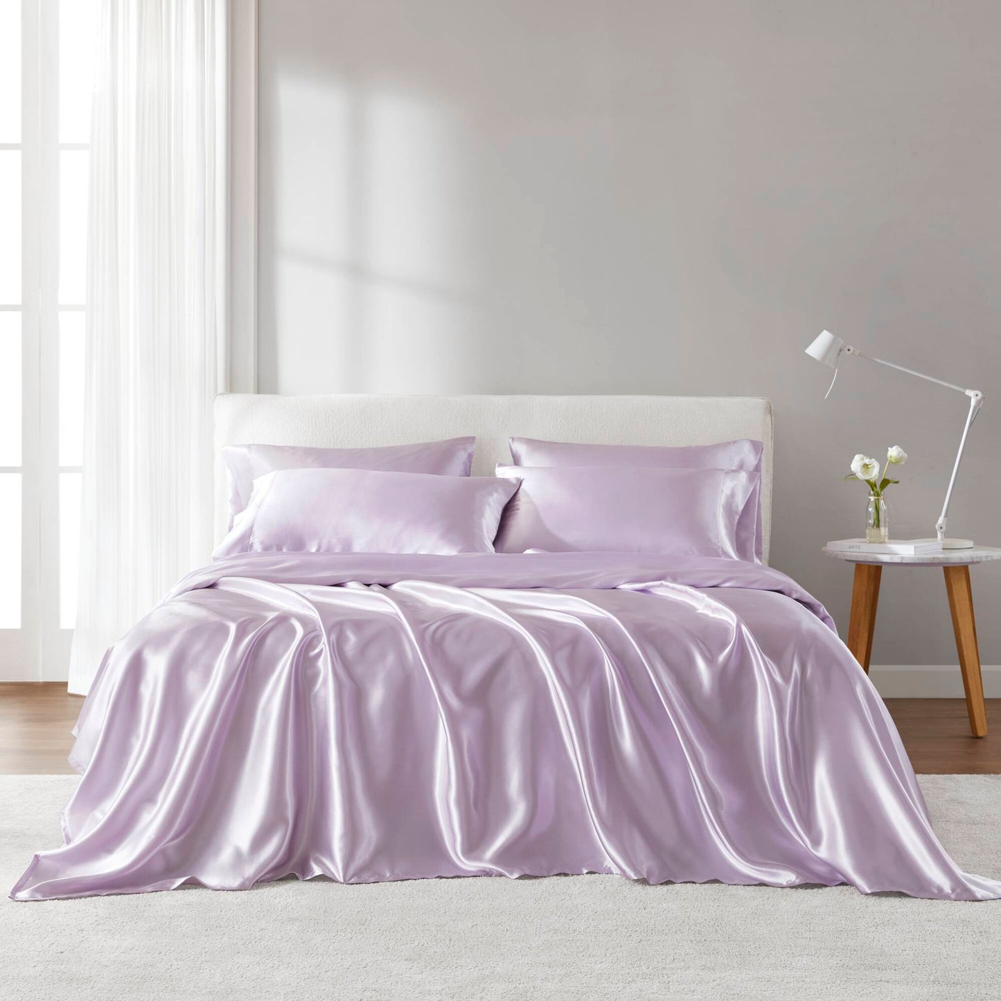 Satin - 6 Piece California King Luxury Sheet Set - Lilac Madison Park Essentials