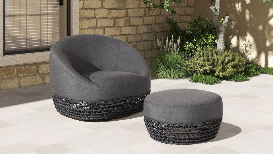 Willow - Round Upholstered Patio Ottoman Jennifer Taylor Home