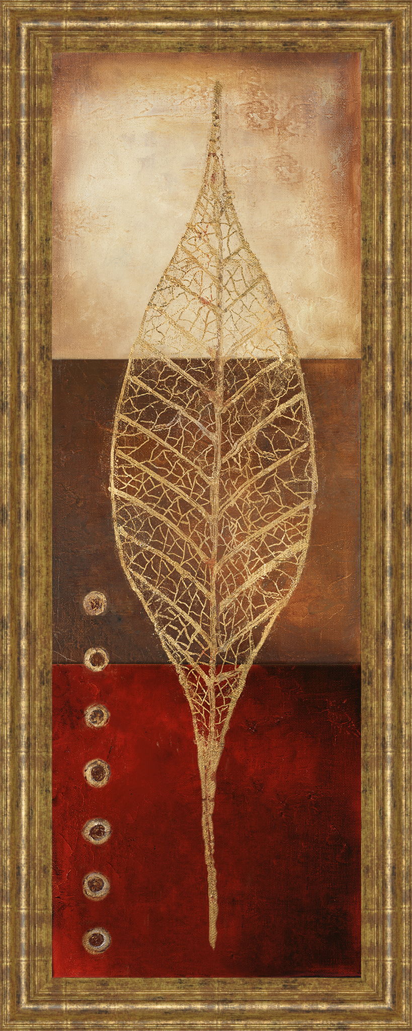 Fossil Leaves Il By Patricia Pinto - Framed Print Wall Art - Red - Snoozhouse