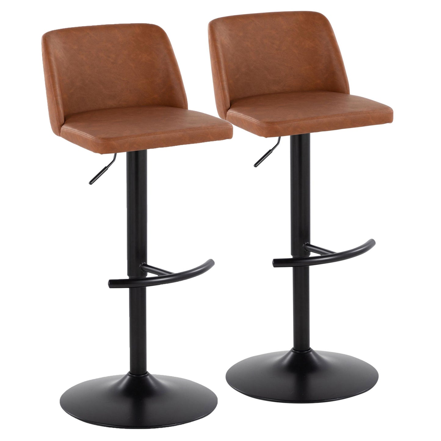 Toriano - Contemporary Adjustable Bar Stool With Rounded T Footrest (Set of 2) Lumi Source