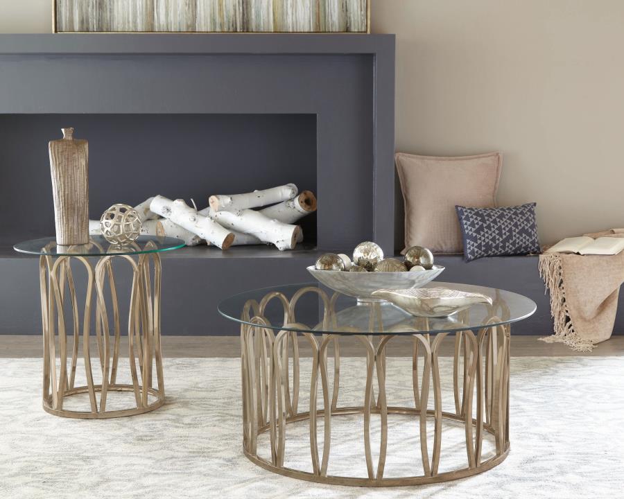 Monett - Round Glass Top Table CoasterEssence