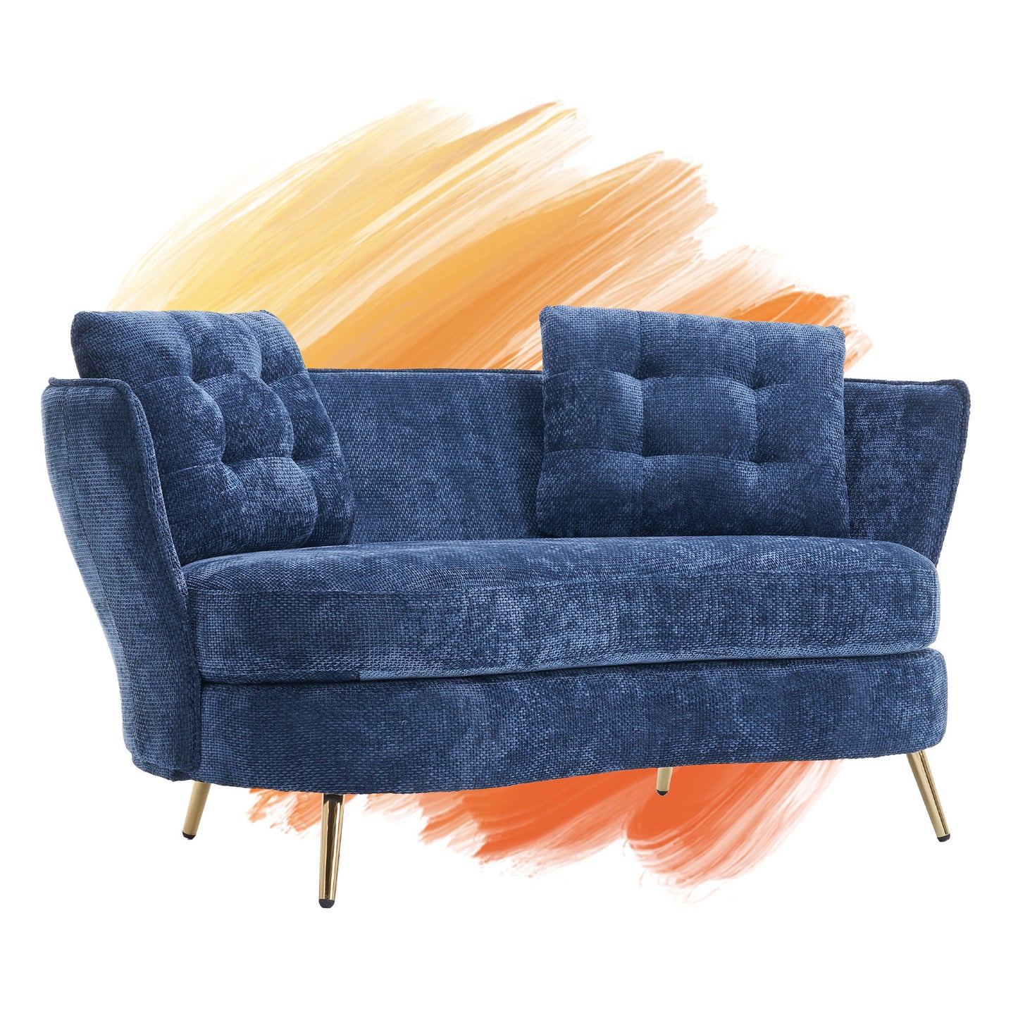 Loveseat Sofa, Upholstered Couch With Metal Legs