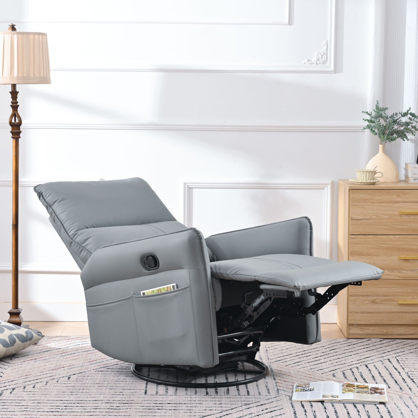 360° Modern Small Rocking Swivel Recliner Chair With Side Pocket Home Essentials