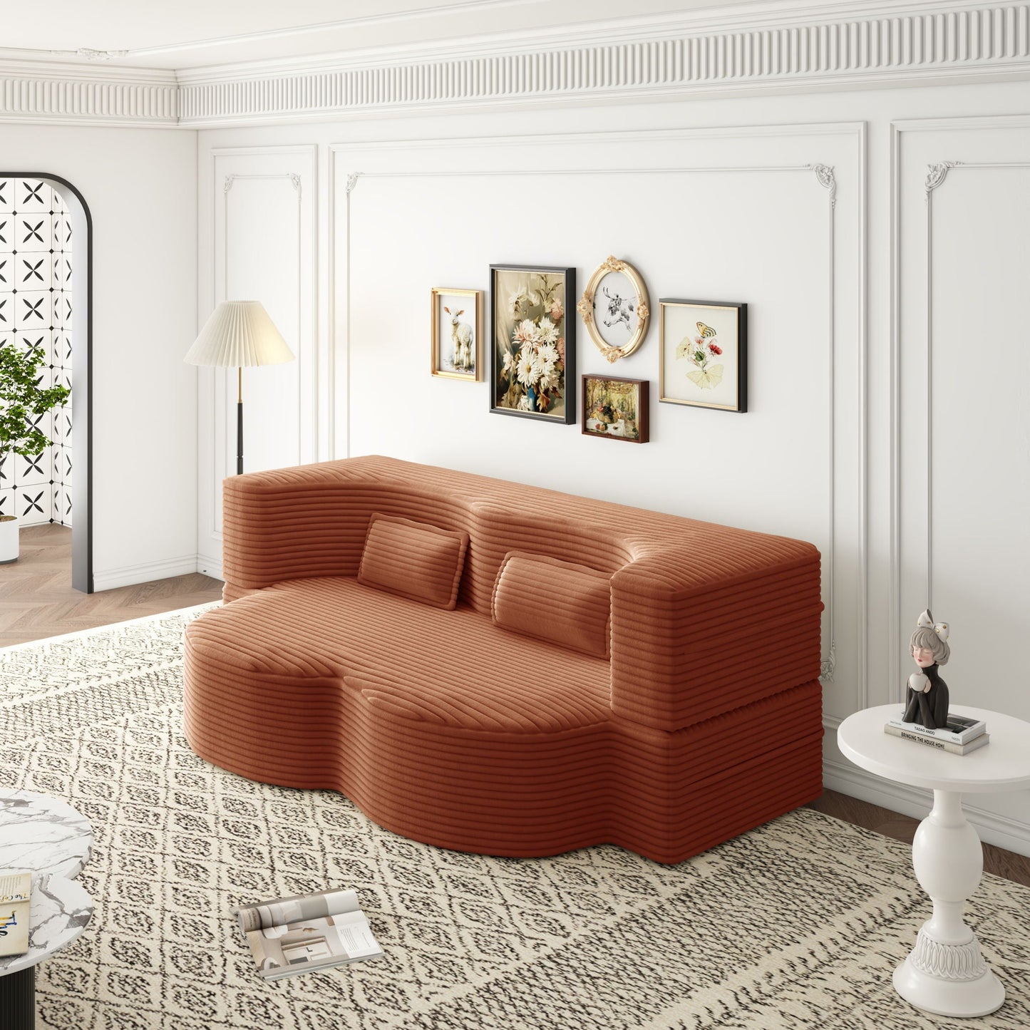 Convertible Foam-Filled Sleeper Sofa Bed With 2 Pillows Home Essentials