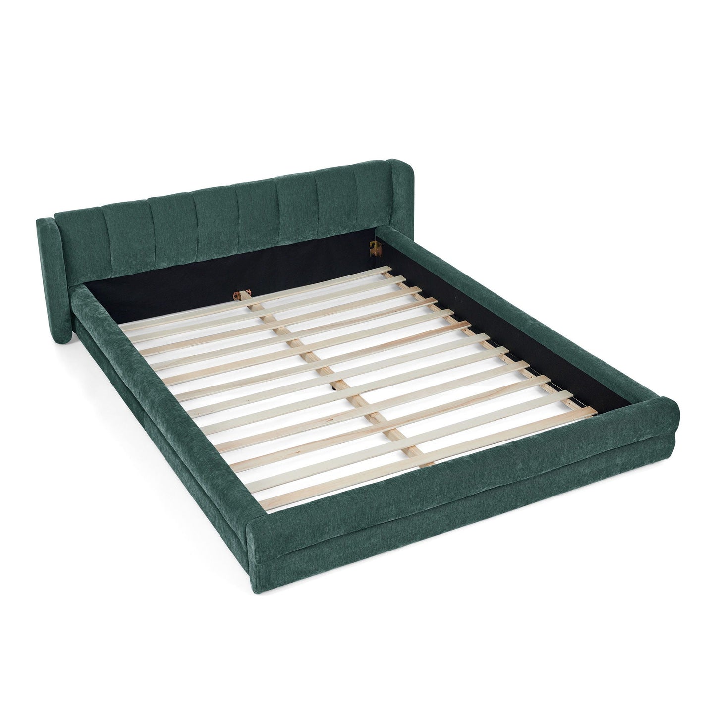 Modern Upholstered Bed Frame With Thick Chenille Fabric And Headboard Home Essentials