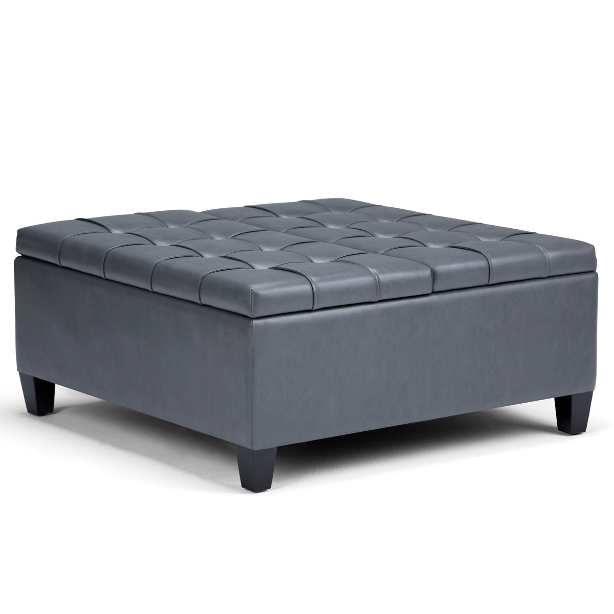 Harrison - Coffee Table Storage Ottoman - Dark Gray - Faux Leather Simpli-Home
