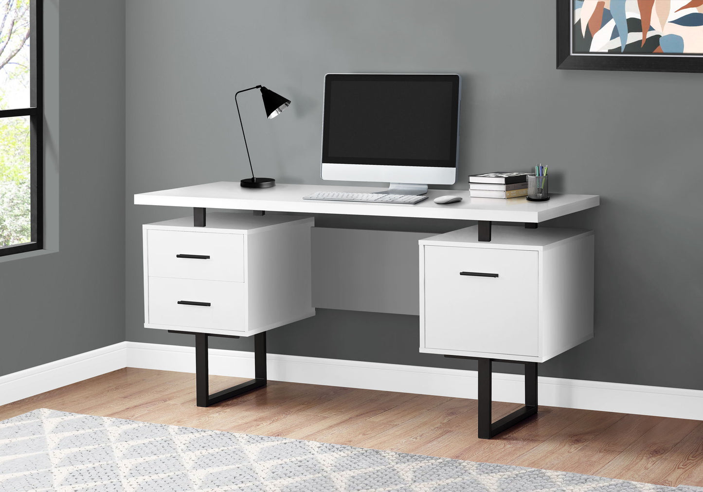 Computer Desk For Home Office, Laptop, Left, Right Set - Up, Storage Drawers, Contemporary & Modern 8th Street