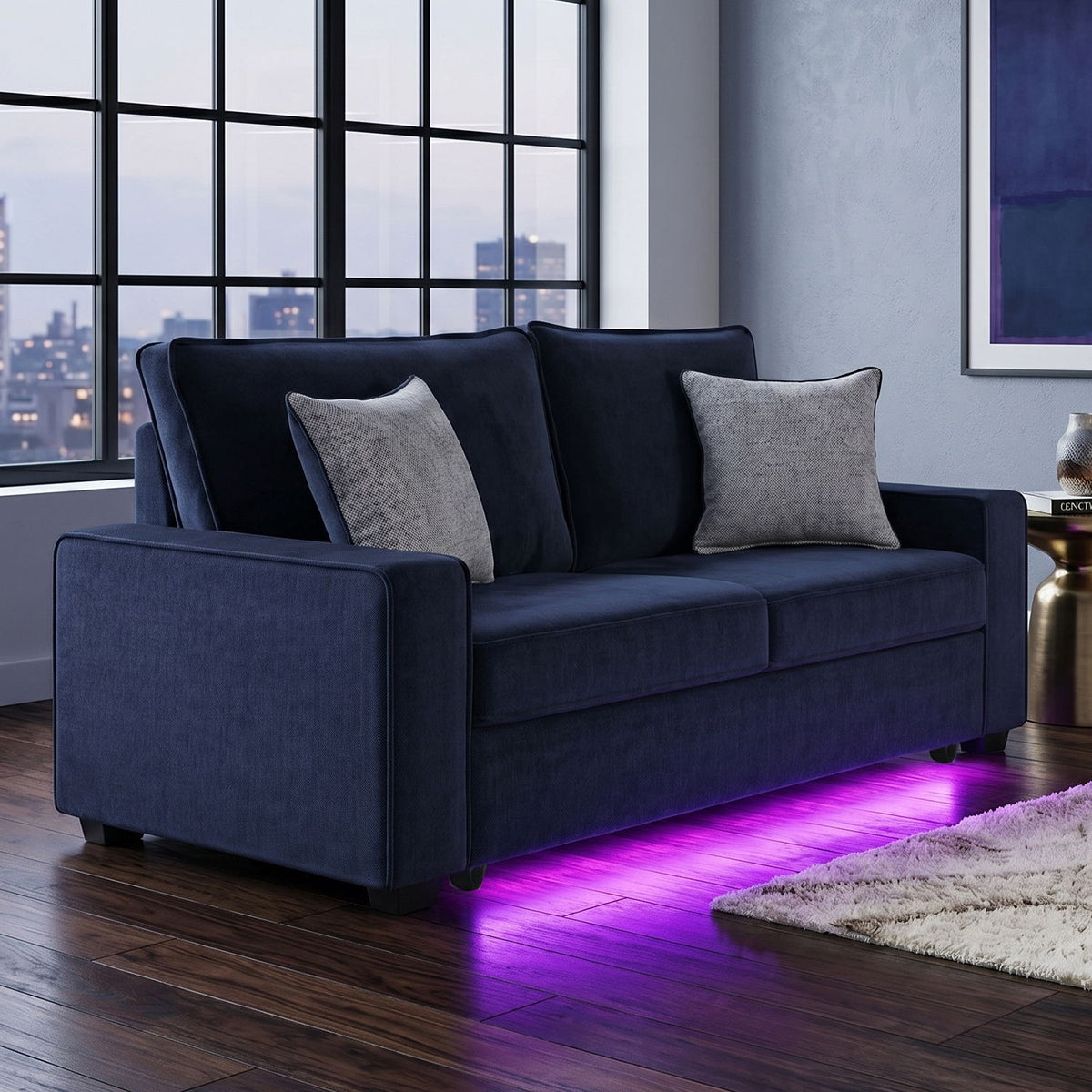 Rita - Loveseat, LED Base Lighting, Cushions And 2 Accent Pillows Matrix Furniture Group