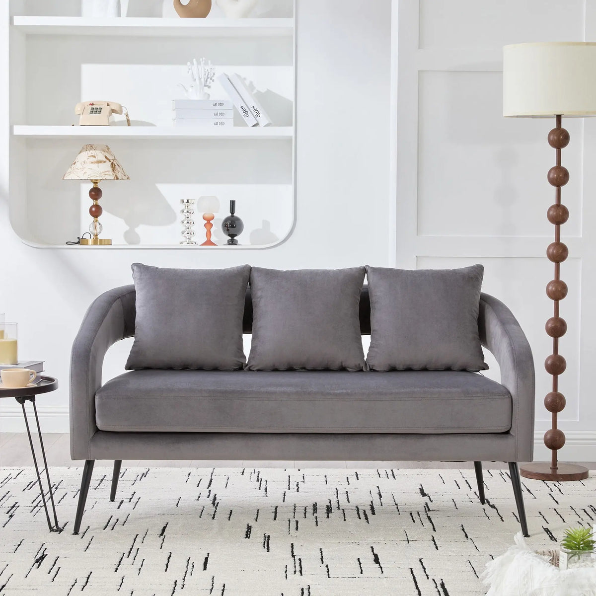Open Back Loveseat Settee With 3 Pillows Home Essentials