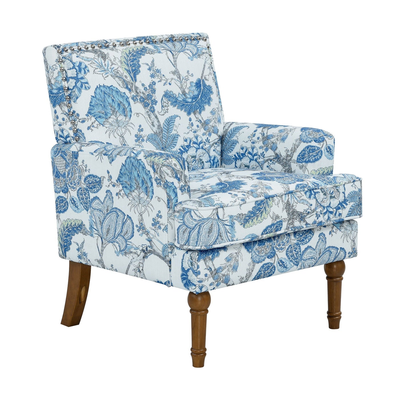 Floral Accent Armchair With Nailhead Trim Home Essentials