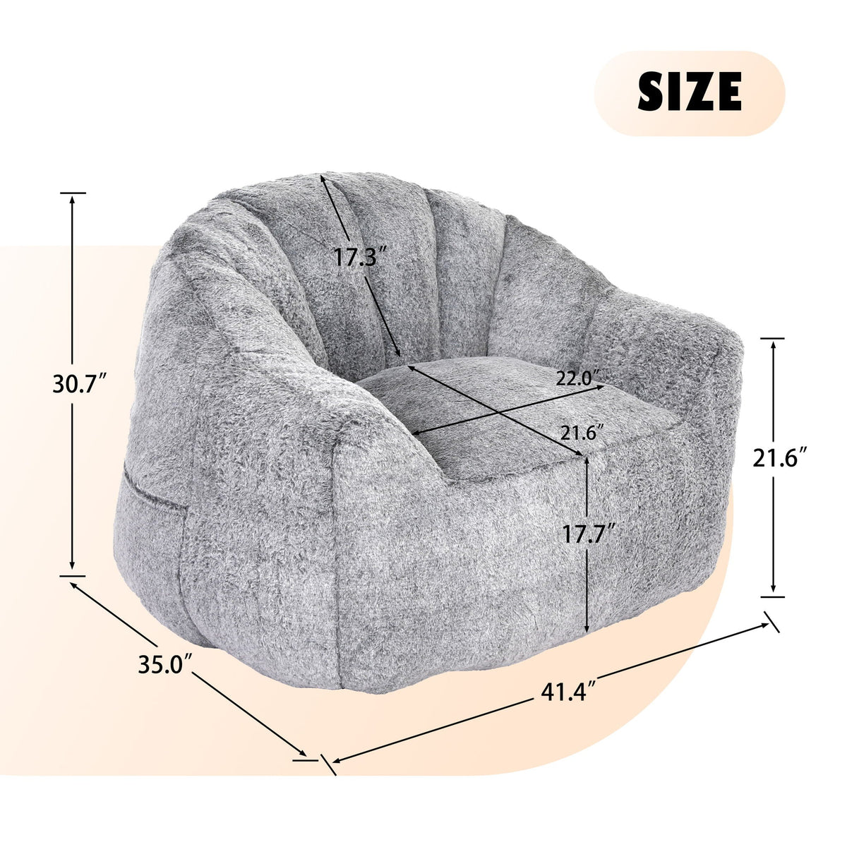 Beanbag Sofa Chair With Armrests Stuffed High Density Foam, Lazy Sofa Comfy Chairs Beanbag Chair For Adults In Living Room, Bedroom Reading - Dark Gray Home Essentials