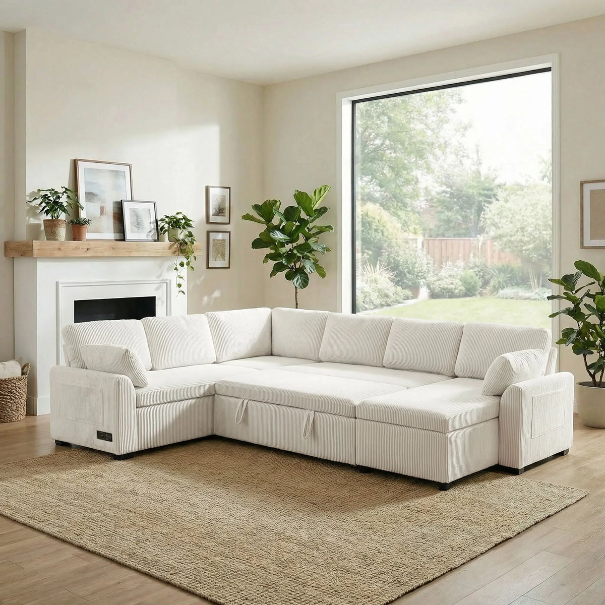 Convertible U-Shaped Sectional Sofa Bed With Reversible Chaise Hearth and Haven