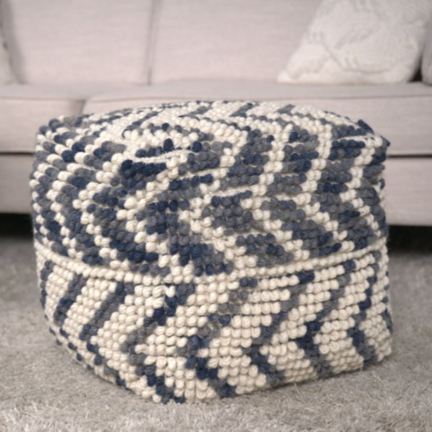Alina - Wool And Cotton Pouf - Natural Home Essentials