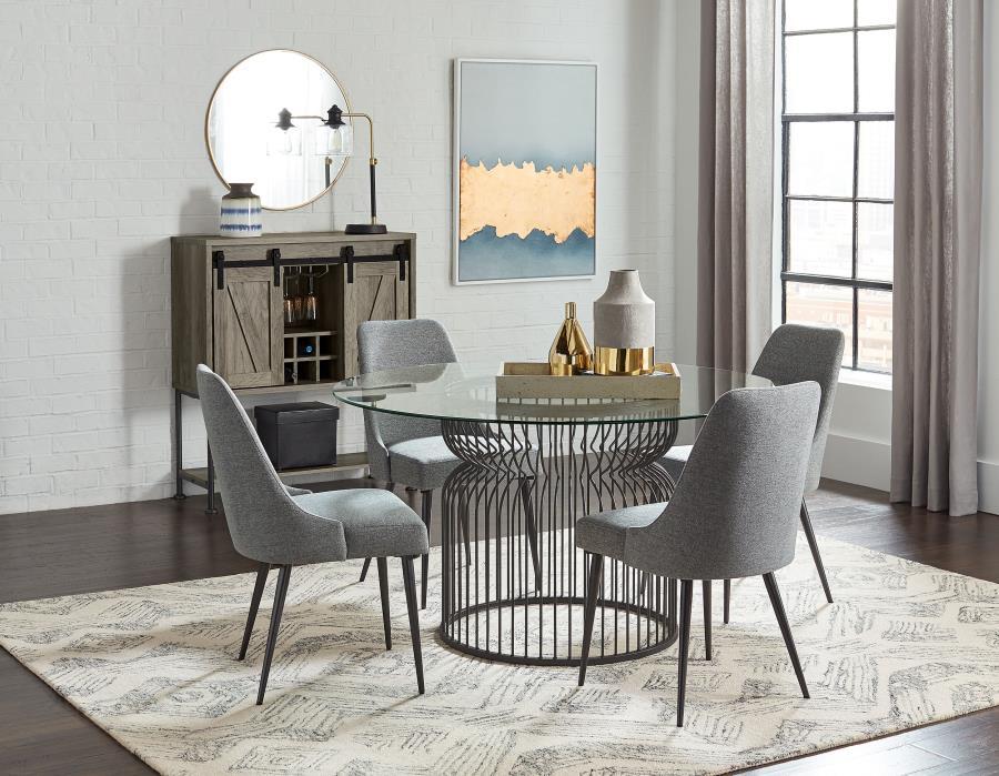 Granvia - Round Glass Top Metal Dining Table - Gunmetal Coaster Fine Furniture